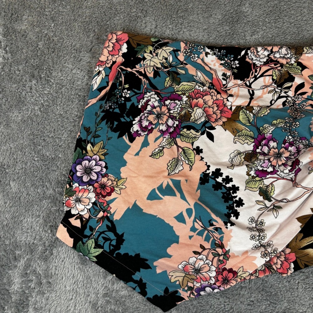 Guess Los Angeles Floral Skort Multicolor Ruched Front Mini Skirt Shorts Medium